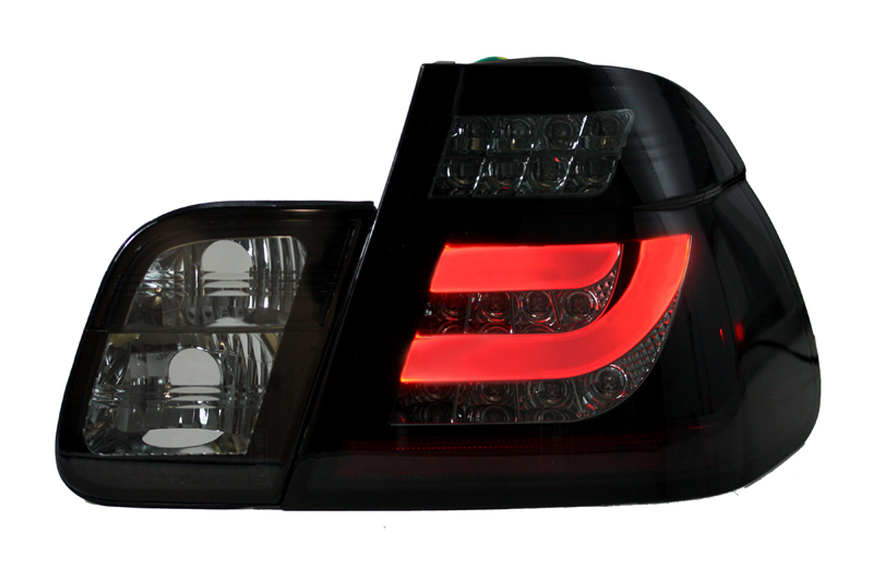 LED RÜCKLEUCHTEN MIT LICHTLEITTECHNIK BMW E46 LIMO BJ 98-01 SMOKE/SCHWARZ