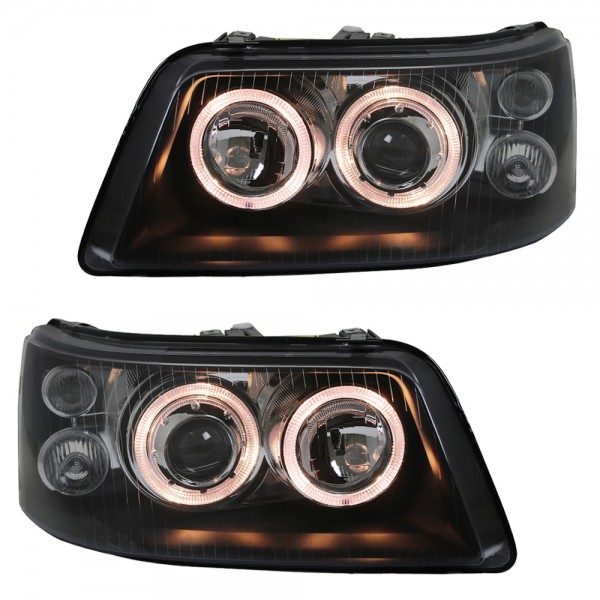 Scheinwerfer Angel Eyes für VW T5 Bj. 03-09 Schwarz