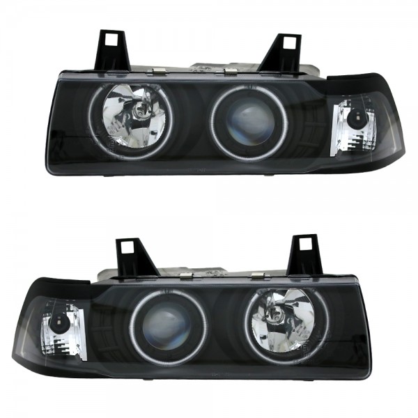 Scheinwerfer CCFL Angel Eyes für BMW 3er E36 Limo Touring Bj. 90-99 Schwarz