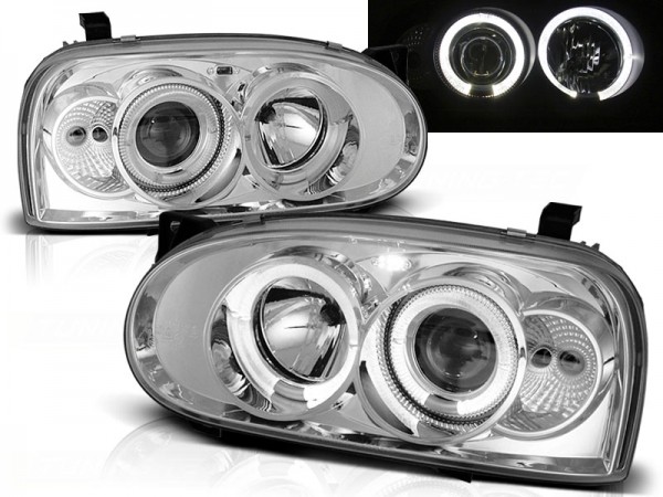 Scheinwerfer Angel Eyes für VW Golf 3 91-97 Chrom