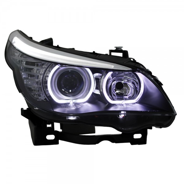 Scheinwerfer LED Angel Eyes für BMW 5er E60 E61 Bj. 03-07 Schwarz