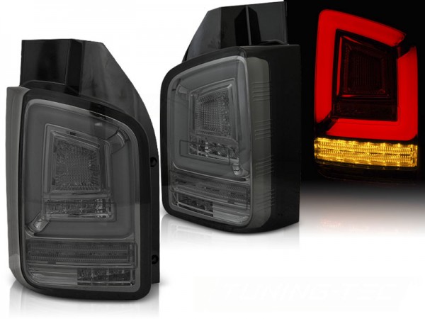 Voll LED Lightbar Rückleuchten für VW T6 Bj. 15-19 Smoke (Flügeltüren / Halogen)