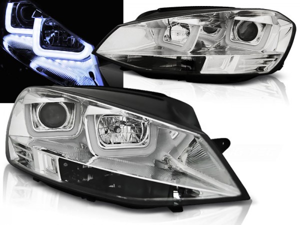Scheinwerfer U-Tube LED Tagfahrlicht für VW Golf 7 Bj. 12-16 Chrom