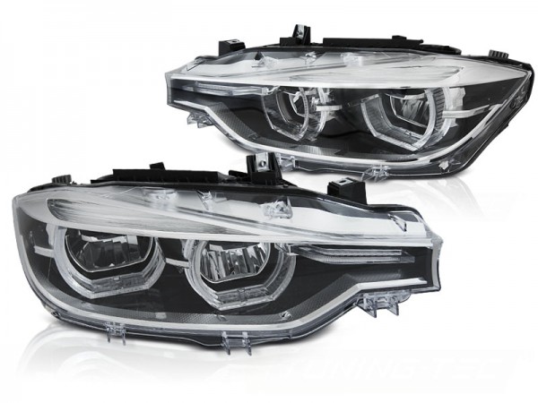 Voll LED Scheinwerfer Tagfahrlicht für BMW 3er F30 F31 Bj. 11-15 Schwarz