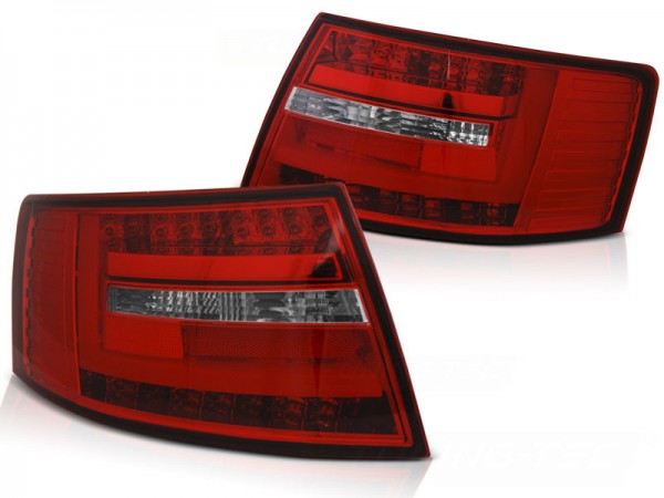 LED Lightbar Rückleuchten für Audi A6 C6 4F Limo Bj. 04-08 Rot/Chrom 7-PIN