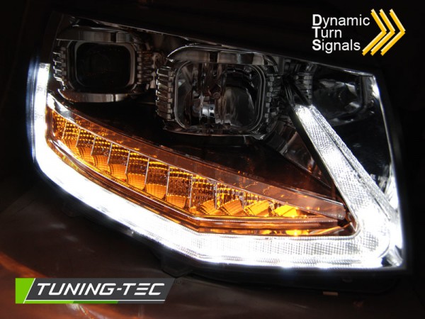 Scheinwerfer DRL LED Tagfahrlicht für VW T6 Bj. 15-19 Chrom mit dynamischem LED Blinker