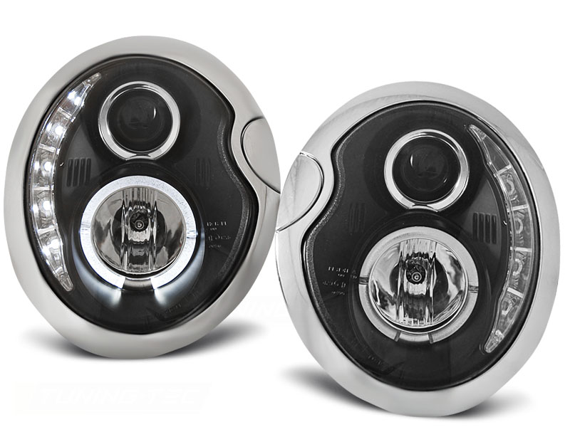 Scheinwerfer LED Tagfahrlicht Optik für Mini R50 R52 R53 Bj. 01-06 Schwarz