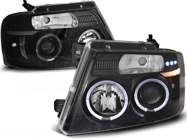 Scheinwerfer Angel Eyes für Ford F150 MK11 Bj. 04-08 Schwarz