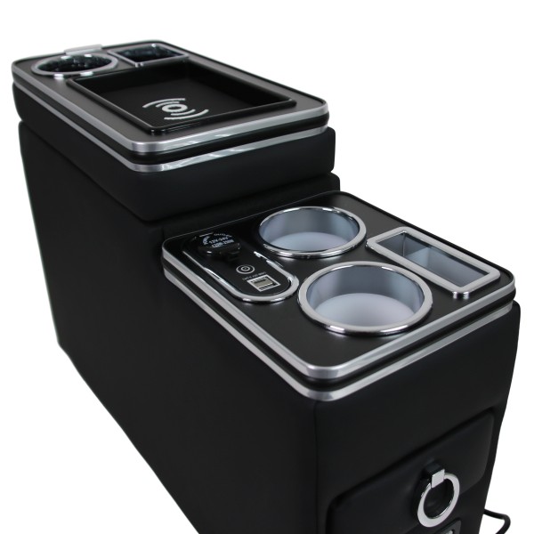 Chrom Edition USB Mittelkonsole Staufach für Citroen Spacetourer LED RGB Beleuchtung + Induktion