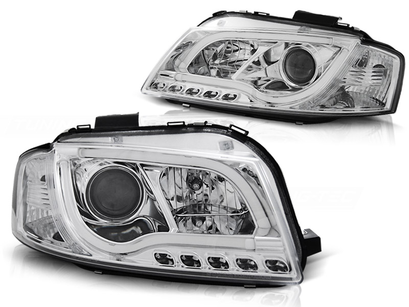 Scheinwerfer LED Tagfahrlicht Optik für Audi A3 8P 8PA Bj. 04-08 Chrom LTI, Bj. 2004-2008, A3 8P, A3, Audi, Scheinwerfer