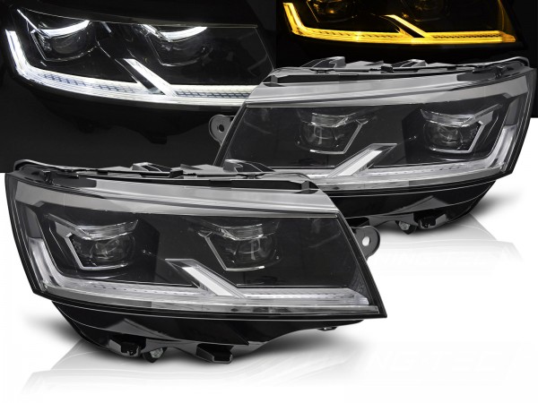 Voll LED Scheinwerfer Tagfahrlicht für VW T6.1 Bj. 19-24 Schwarz mit LED Blinker