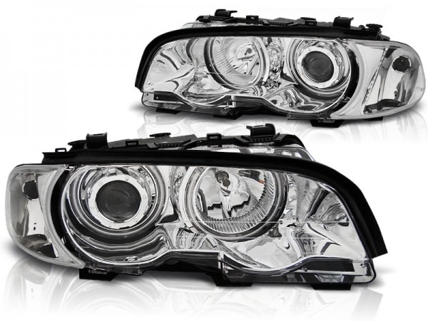 Scheinwerfer CCFL Angel Eyes für BMW 3er E46 Coupe Cabrio Bj. 99-03 Chrom