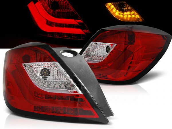 LED Lightbar Rückleuchten für Opel Astra H GTC (3-Türer) Bj. 04-09 Rot/Chrom