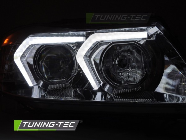 Scheinwerfer 3D Angel Eyes für BMW 3er E90 E91 Bj. 05-08 Chrom mit LED Blinker