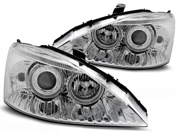 Scheinwerfer Angel Eyes für Ford Focus MK1 Bj. 98-01 Chrom