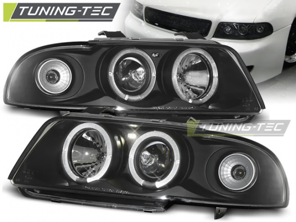 Scheinwerfer Angel Eyes für Audi A4 B5 Bj. 94-98 Schwarz