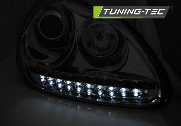 Xenon Scheinwerfer LED Tagfahrlicht Optik für Porsche Cayenne 955 Bj. 02-06 Chrom