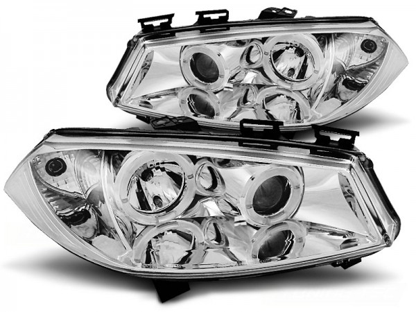 Scheinwerfer Angel Eyes für Renault Megane 2 Bj. 02-05 Chrom