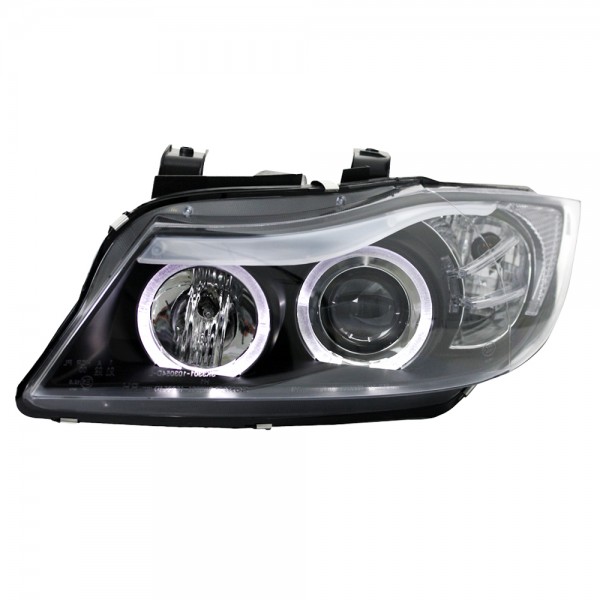 Scheinwerfer Angel Eyes für BMW 3er E90 E91 Bj. 05-08 Schwarz