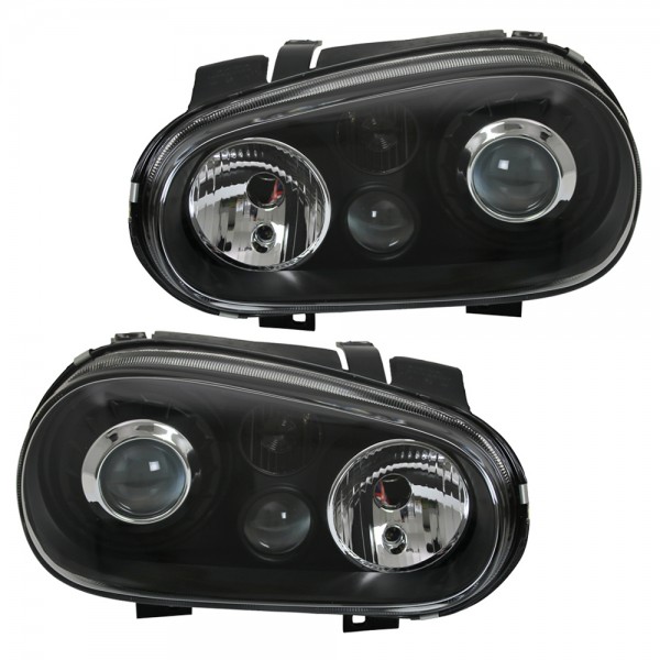 Design Scheinwerfer für VW Golf 4 IV Bj. 97-03 Schwarz mit Nebelscheinwerfer