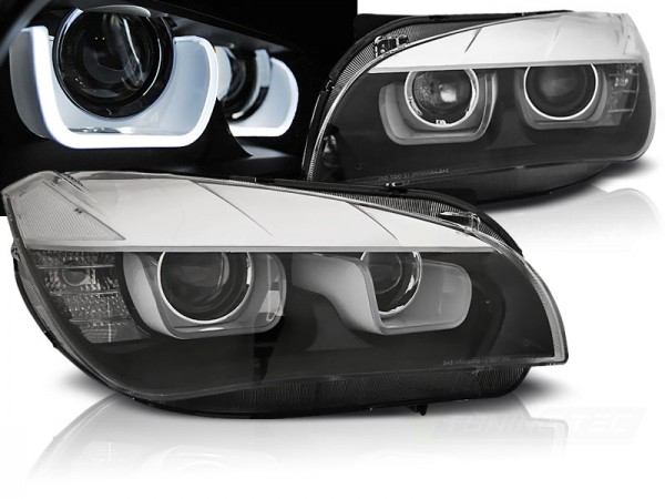 Xenon Scheinwerfer DRL LED Tagfahrlicht für BMW X1 E84 Facelift Bj. 12-14 Schwarz