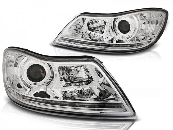 Scheinwerfer LED Tagfahrlicht Optik für Skoda Octavia 2 (1Z Facelift) Bj. 09-12 Chrom