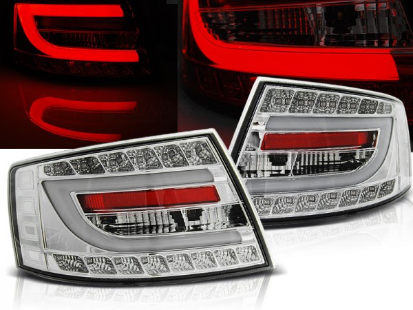 LED Lightbar Rückleuchten für Audi A6 C6 4F Limo Bj. 04-08 Chrom 7-PIN