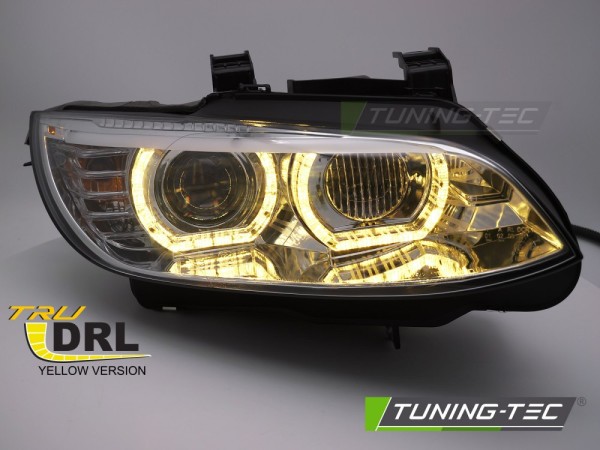 Xenon Scheinwerfer LED Tagfahrlicht Gelb für BMW E92 E93 ohne AFS Bj. 05-10 Chrom