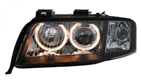 Xenon Scheinwerfer Angel Eyes für Audi A6 C5 4B Bj. 01-04 Schwarz