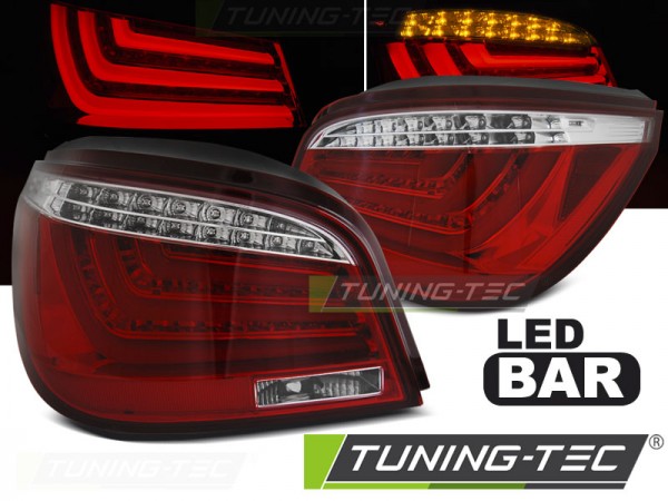 LED Lightbar Rückleuchten für BMW E60 Limo Bj. 03-07 Rot/Chrom