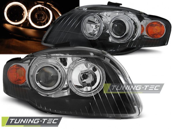 Scheinwerfer Angel Eyes für Audi A4 B7 Bj. 04-08 Schwarz