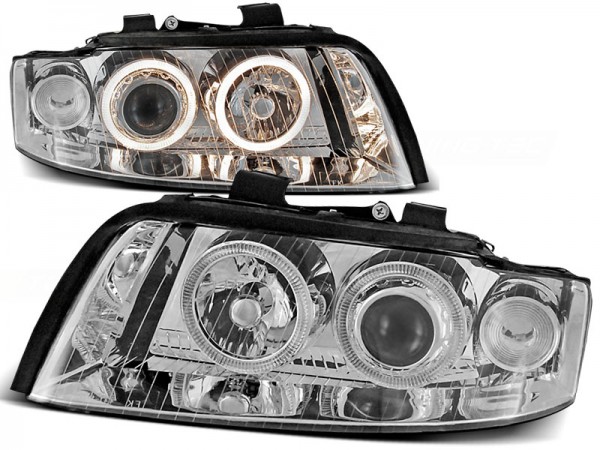 Scheinwerfer Angel Eyes für Audi A4 B6 8E Bj. 00-04 Chrom