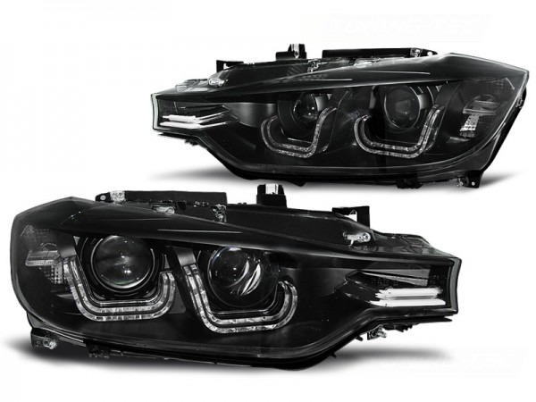 Xenon Scheinwerfer DRL U-Tube Tagfahrlicht für BMW 3er F30 F31 Bj. 11-15 Schwarz