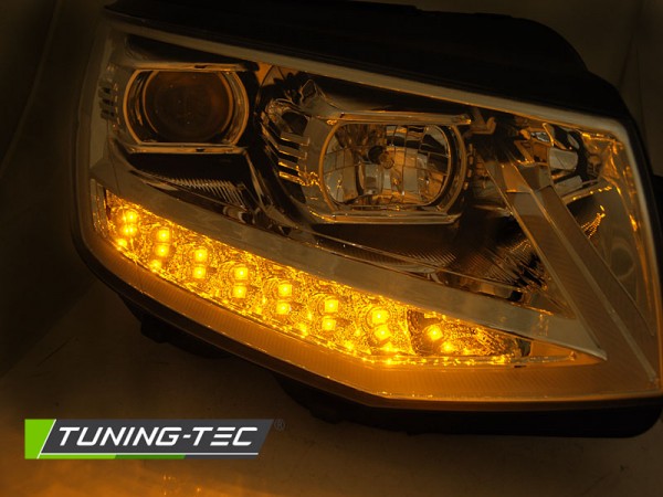 Scheinwerfer DRL LED Tagfahrlicht für VW T6 Bj. 15-19 Chrom mit dynamischem LED Blinker