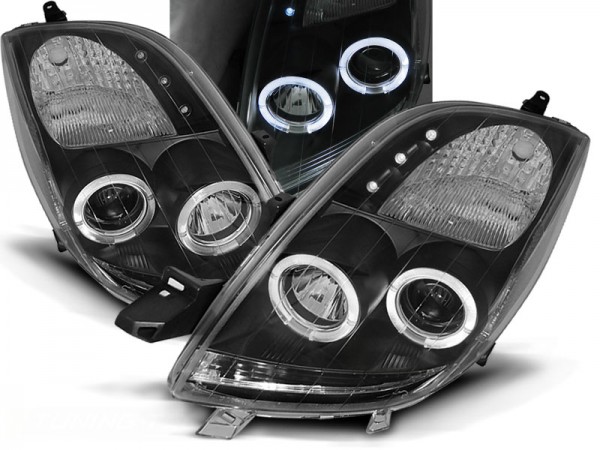 Scheinwerfer Angel Eyes für Toyota Yaris Bj. 05-09 Schwarz