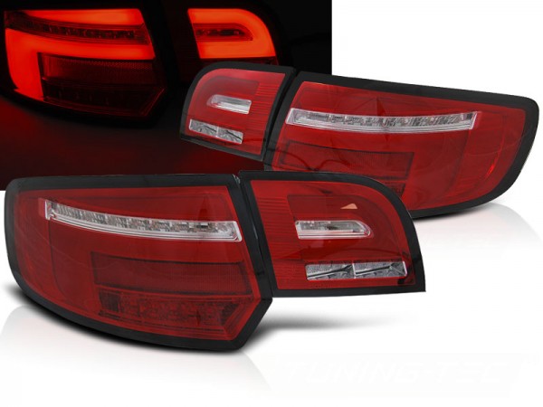 Voll LED Lightbar Rückleuchten für Audi A3 8P Sportback Bj. 08-12 Rot/Chrom dynamischer Blinker