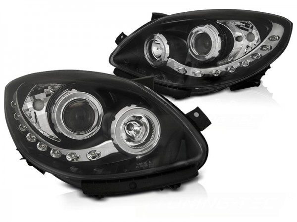 Scheinwerfer LED Tagfahrlicht Optik für Renault Twingo Bj. 07-11 Schwarz