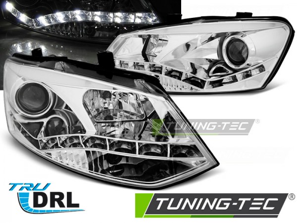 Scheinwerfer DRL LED Tagfahrlicht für VW Polo 6R 6C Bj. 09-17 Chrom