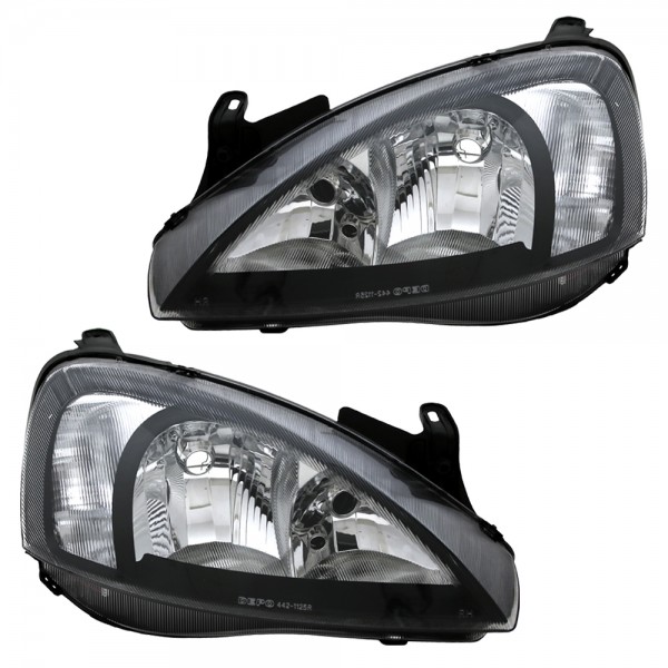 Scheinwerfer Klarglas für Opel Corsa C Bj. 00-06 Schwarz