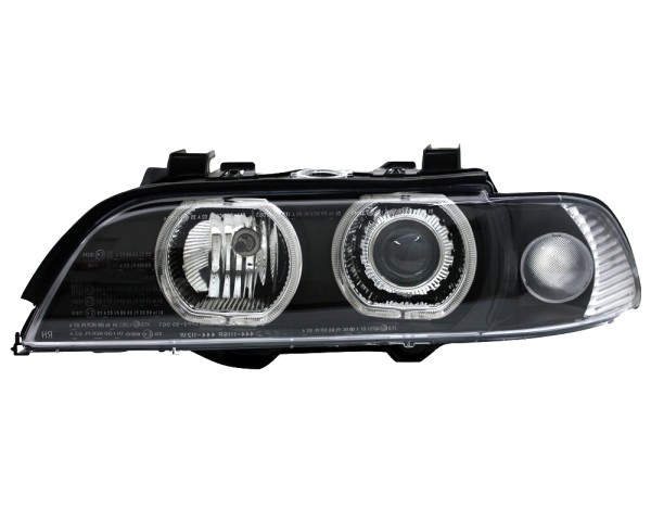 Scheinwerfer Angel Eyes für BMW 5er E39 Bj. 95-00 Schwarz weiße LED Ringe