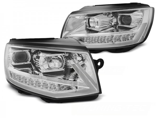 Scheinwerfer DRL LED Tagfahrlicht für VW T6 Bj. 15-19 Chrom mit dynamischem LED Blinker