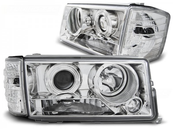 Scheinwerfer Klarglas Projektor für Mercedes 190 W201 Bj. 82-93 Chrom