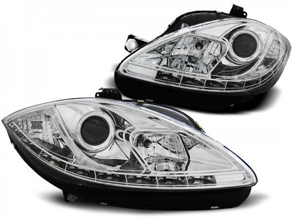 Scheinwerfer LED Tagfahrlicht Optik für Seat Leon 1P / Altea 5P Facelift Bj. 09-15 Chrom