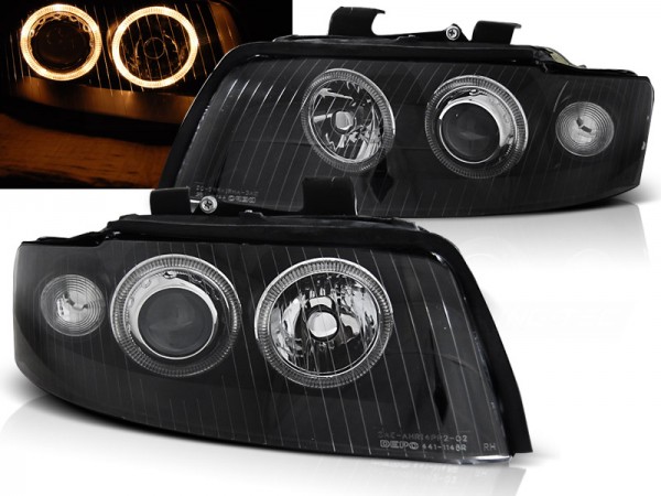 Xenon Scheinwerfer Angel Eyes für Audi A4 B6 8E Bj. 00-04 Schwarz