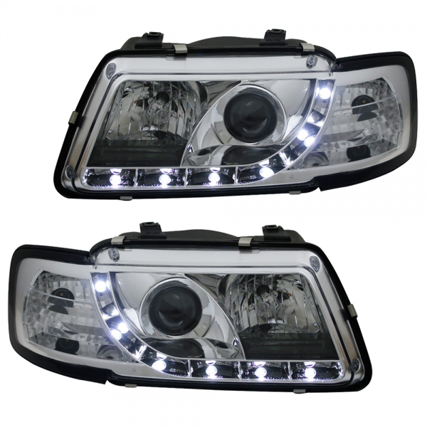 Scheinwerfer LED Tagfahrlicht Optik für Audi A3 8L Bj. 96-00 Chrom