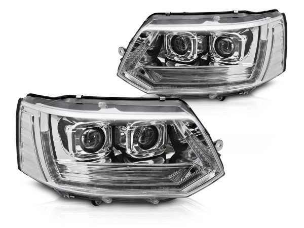 Voll LED Scheinwerfer Tagfahrlicht für VW T5 GP Facelift Bj. 10-15 Chrom mit LED Blinker