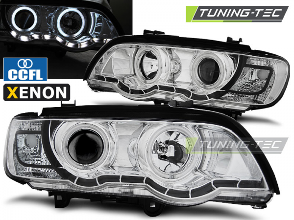Xenon CCFL Angel Eyes Scheinwerfer für BMW X5 E53 Bj. 99-03 Chrom
