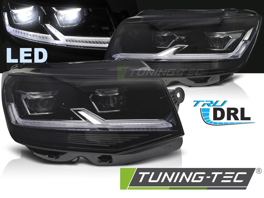 Voll LED Scheinwerfer Tagfahrlicht für VW T6 Bj. 15-19 Schwarz mit LED Blinker