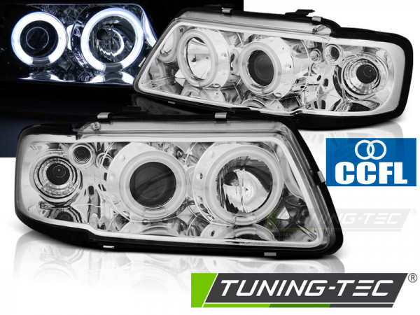 Scheinwerfer CCFL Angel Eyes für Audi A3 8L Bj. 96-00 Chrom