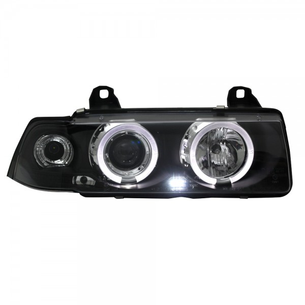 Scheinwerfer Angel Eyes für BMW 3er E36 Limo Touring Bj. 90-99 Schwarz